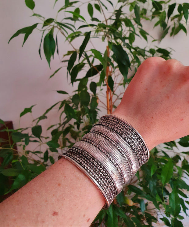 Large Silver Cuff Bracelet / Tribal / Celtic / Boho / Ethnic / Rustic / Bohemian / Hippie / Gypsy / Jewellery / Adjustable