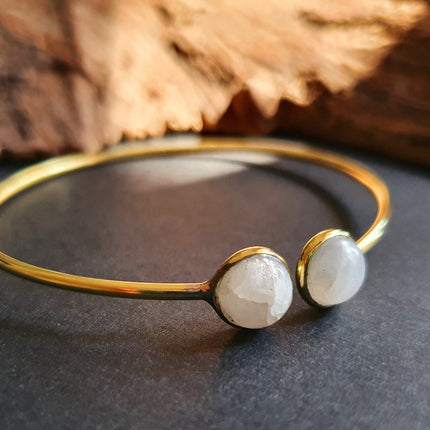 Moonstone Boho Bracelet / Bangle / Brass / Ethnic / Rustic / Bohemian / Hippie / Gypsy / Psy / Chic / Jewellery / Body / Adjustable