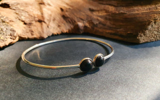 Boho Bracelet / Bangle / Black Onyx / Silver / Ethnic / Rustic / Bohemian / Hippie / Gypsy / Psy / Chic / Jewellery / Body / Adjustable
