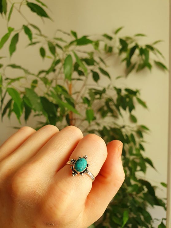 Bohemian Turquoise and Silver Ring / Blue / Hippie / Boho / Ethnic / Rustic / Tribal / Gypsy / Festival / Healing / Festival