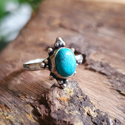 Bohemian Turquoise and Silver Ring / Blue / Hippie / Boho / Ethnic / Rustic / Tribal / Gypsy / Festival / Healing / Festival