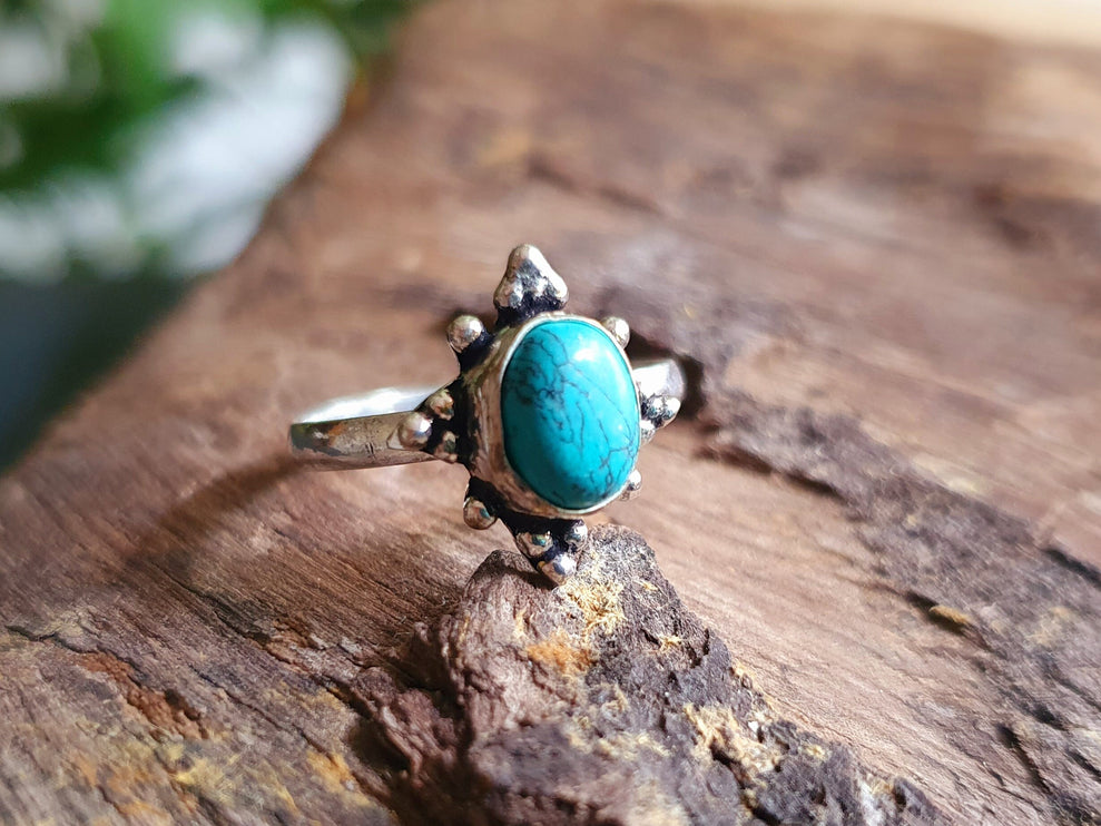 Bohemian Turquoise and Silver Ring / Blue / Hippie / Boho / Ethnic / Rustic / Tribal / Gypsy / Festival / Healing / Festival