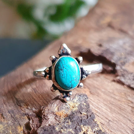 Bohemian Turquoise and Silver Ring / Blue / Hippie / Boho / Ethnic / Rustic / Tribal / Gypsy / Festival / Healing / Festival