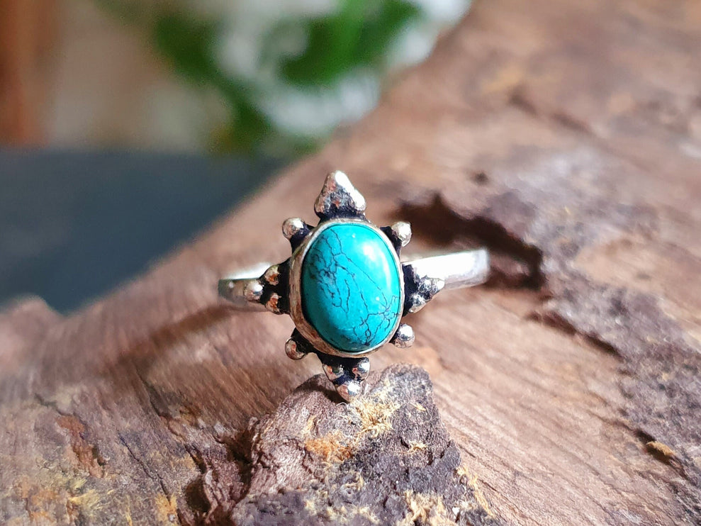 Bohemian Turquoise and Silver Ring / Blue / Hippie / Boho / Ethnic / Rustic / Tribal / Gypsy / Festival / Healing / Festival