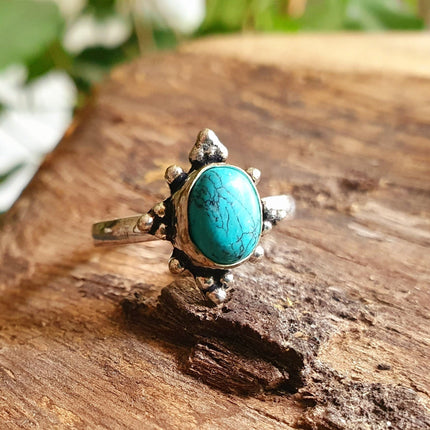 Bohemian Turquoise and Silver Ring / Blue / Hippie / Boho / Ethnic / Rustic / Tribal / Gypsy / Festival / Healing / Festival