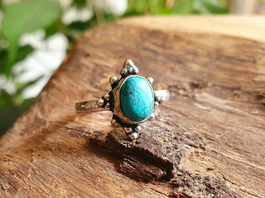 Bohemian Turquoise and Silver Ring / Blue / Hippie / Boho / Ethnic / Rustic / Tribal / Gypsy / Festival / Healing / Festival