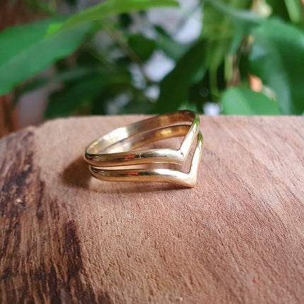 Gold Chevron Ring / Boho Jewelery / Bohemian / Stacking / Rustic / Tribal / Gypsy / Festival / Healing / Festival