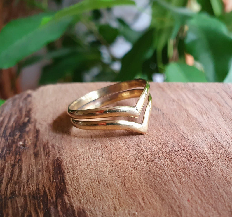 Gold Chevron Ring / Boho Jewelery / Bohemian / Stacking / Rustic / Tribal / Gypsy / Festival / Healing / Festival