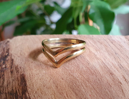 Gold Chevron Ring / Boho Jewelery / Bohemian / Stacking / Rustic / Tribal / Gypsy / Festival / Healing / Festival