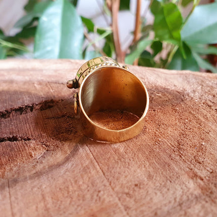 Gold Poison Ring / Brass & Lapis Lazuli / Alchemy / Locket Ring / Boho / Bohemian / Psy / Rustic / Tribal / Gypsy / Festival / Pierre bleu