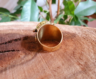 Gold Poison Ring / Brass & Lapis Lazuli / Alchemy / Locket Ring / Boho / Bohemian / Psy / Rustic / Tribal / Gypsy / Festival / Pierre bleu