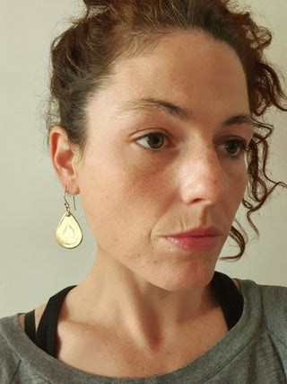 Chic Minimalist Brass Pendant Drop Earrings / Rectangle Ethnic Boho Classic Bohemian Chic Gypsy Spiral Hippie Festival Tribal style