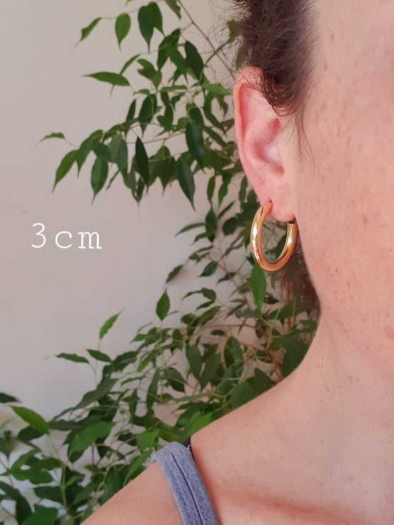 Chunky Gold Hoop Earrings / Chunky Hoops / Thickness 6mm / Brass / Ethnic / Vintage / Boho / Chic / Rustic / Psy / Gypsy / Bohemian