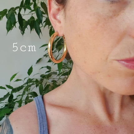 Chunky Gold Hoop Earrings / Chunky Hoops / Thickness 6mm / Brass / Ethnic / Vintage / Boho / Chic / Rustic / Psy / Gypsy / Bohemian