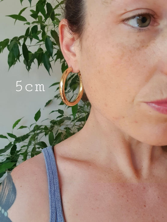 Chunky Gold Hoop Earrings / Chunky Hoops / Thickness 6mm / Brass / Ethnic / Vintage / Boho / Chic / Rustic / Psy / Gypsy / Bohemian