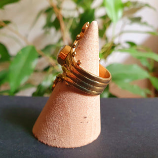 Boho Labradorite Brass Ring / Ethnic / Rustic / Festival / Tribal / Blue / Hippie / Gypsy / Psy / Stone / Healing