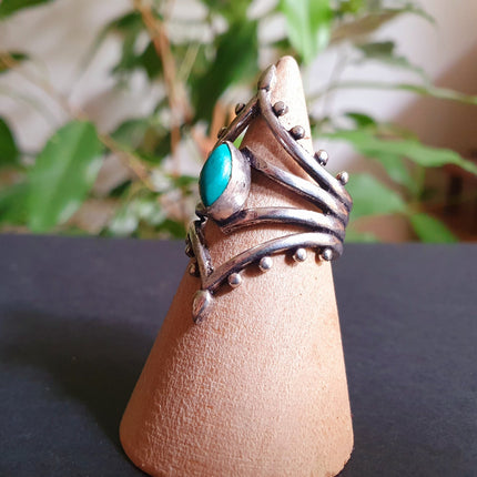 Bohemian Turquoise Silver Ring / Hippie / Boho / Ethnic / Rustic / Tribal / Gypsy / Festival / Healing / Festival / Birth Stone