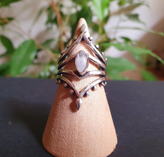 Ethnic style Silver & Moonstone / Moon / Boho / Bohemian / Psy / Rustic / Tribal / Gypsy / Festival / Healing / Festival