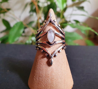 Ethnic style Silver & Moonstone / Moon / Boho / Bohemian / Psy / Rustic / Tribal / Gypsy / Festival / Healing / Festival
