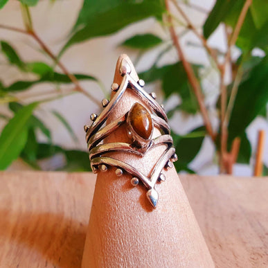 Bohemian style Tiger Eye and Silver Ring / Hippie / Boho / Ethnic / Rustic / Tribal / Gypsy / Festival / Healing / Festival / Small