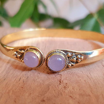 Rose Quartz / Boho Bracelet / Bangle / Brass / Ethnic / Rustic / Bohemian / Hippie / Gypsy / Psy / Chic / Jewellery / Body / Adjustable