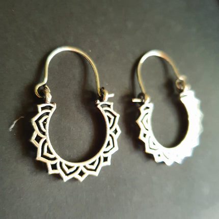 Mini Boho Silver Hoop Earrings; Ethnic, Geometric, Small, Rustic, Yoga, Hippie, Gypsy, Pretty, Ssy, Boho, Bohemian, Festival