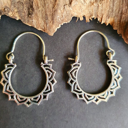 Mini Boho Silver Hoop Earrings; Ethnic, Geometric, Small, Rustic, Yoga, Hippie, Gypsy, Pretty, Ssy, Boho, Bohemian, Festival