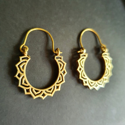 Mini Boho Brass Hoop Earrings; Ethnic, Geometric, Small, Rustic, Yoga, Hippie, Gypsy, Pretty, Ssy, Boho, Bohemian, Festival