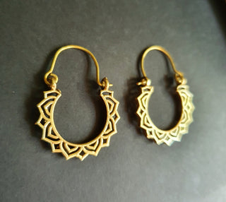 Mini Boho Brass Hoop Earrings; Ethnic, Geometric, Small, Rustic, Yoga, Hippie, Gypsy, Pretty, Ssy, Boho, Bohemian, Festival