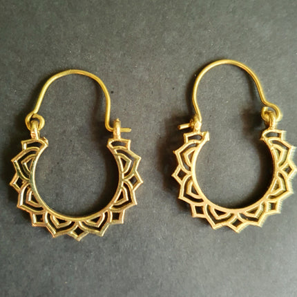 Mini Boho Brass Hoop Earrings; Ethnic, Geometric, Small, Rustic, Yoga, Hippie, Gypsy, Pretty, Ssy, Boho, Bohemian, Festival