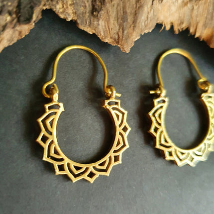 Mini Boho Brass Hoop Earrings; Ethnic, Geometric, Small, Rustic, Yoga, Hippie, Gypsy, Pretty, Ssy, Boho, Bohemian, Festival