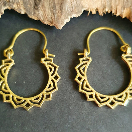 Mini Boho Brass Hoop Earrings; Ethnic, Geometric, Small, Rustic, Yoga, Hippie, Gypsy, Pretty, Ssy, Boho, Bohemian, Festival