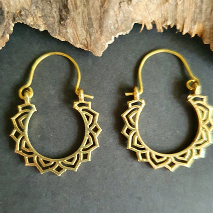 Mini Boho Brass Hoop Earrings; Ethnic, Geometric, Small, Rustic, Yoga, Hippie, Gypsy, Pretty, Ssy, Boho, Bohemian, Festival