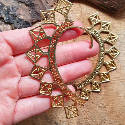 Ear Cuff Brass Aztec Triangles design / Tribal / Boho / Unisex / Mens Jewellery / Costume / Fancy Dress / Cosplay / Festival Jewellery /