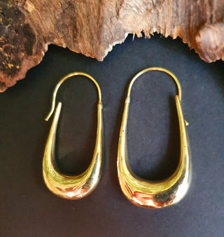 Solid Brass Minimalist Earrings / Geometric Chic Ear Weights Ethnic Boho Classic Bohemian Chic Gypsy Spiral Hippie Festival Tribal style