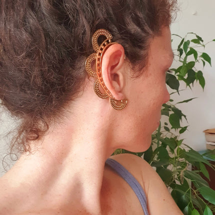 Ear Cuff Brass Semi Circles design / Tribal / Boho / Unisex / Mens Jewellery / Costume / Fancy Dress / Cosplay / Festival Jewellery /