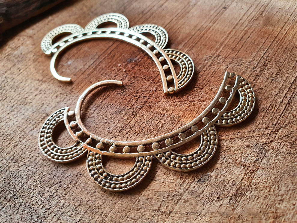 Ear Cuff Brass Semi Circles design / Tribal / Boho / Unisex / Mens Jewellery / Costume / Fancy Dress / Cosplay / Festival Jewellery /