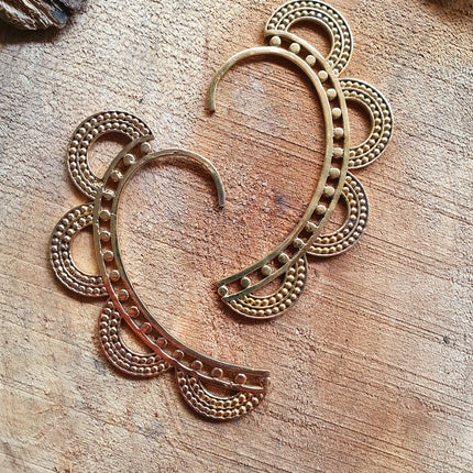 Ear Cuff Brass Semi Circles design / Tribal / Boho / Unisex / Mens Jewellery / Costume / Fancy Dress / Cosplay / Festival Jewellery /