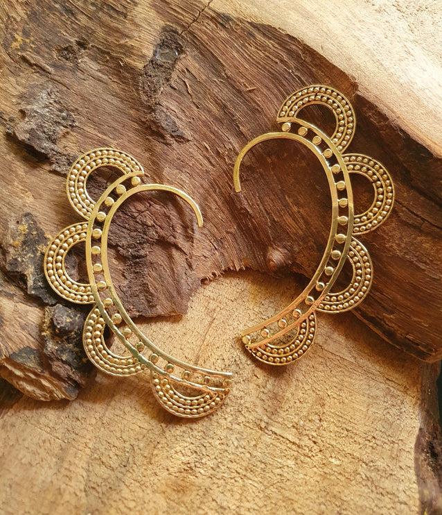 Ear Cuff Brass Semi Circles design / Tribal / Boho / Unisex / Mens Jewellery / Costume / Fancy Dress / Cosplay / Festival Jewellery /