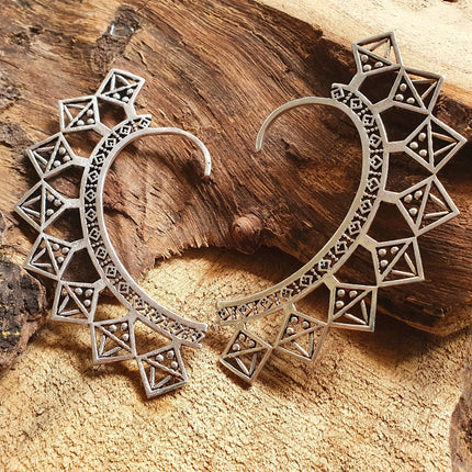 Ear Cuff Silver Aztec Triangles design / Tribal / Boho / Unisex / Mens Jewellery / Costume / Fancy Dress / Cosplay / Festival Jewellery /