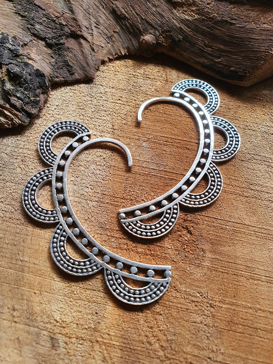 Ear Cuff Silver Semi Circles design / Tribal / Boho / Unisex / Mens Jewellery / Costume / Fancy Dress / Cosplay / Festival Jewellery /