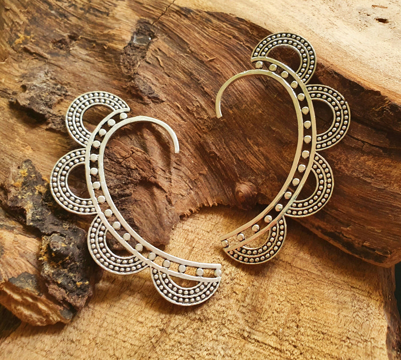 Ear Cuff Silver Semi Circles design / Tribal / Boho / Unisex / Mens Jewellery / Costume / Fancy Dress / Cosplay / Festival Jewellery /