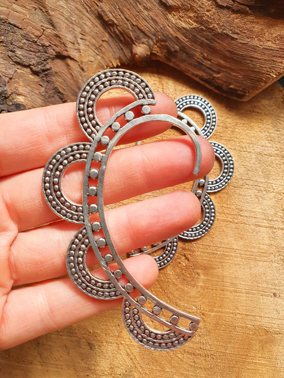 Ear Cuff Silver Semi Circles design / Tribal / Boho / Unisex / Mens Jewellery / Costume / Fancy Dress / Cosplay / Festival Jewellery /