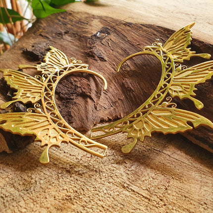 Golden Fairy Wings Ear Cuff Brass / Tribal / Boho / Unisex / Mens Jewellery / Costume / Fancy Dress / Cosplay / Festival Jewellery /