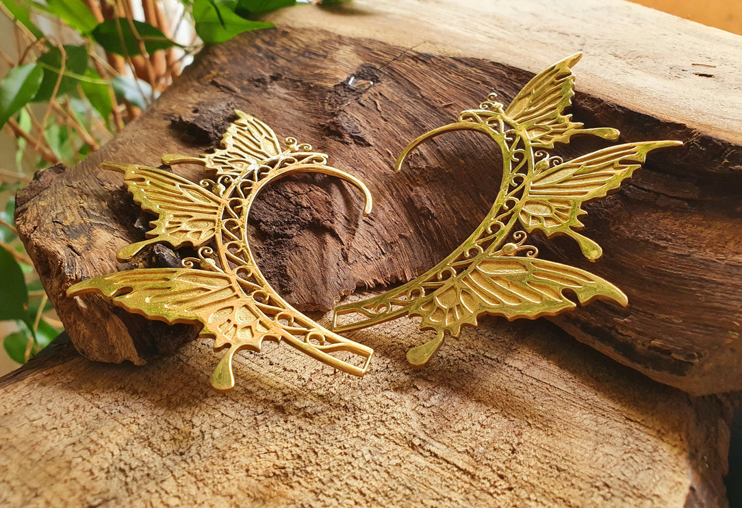 Golden Fairy Wings Ear Cuff Brass / Tribal / Boho / Unisex / Mens Jewellery / Costume / Fancy Dress / Cosplay / Festival Jewellery /