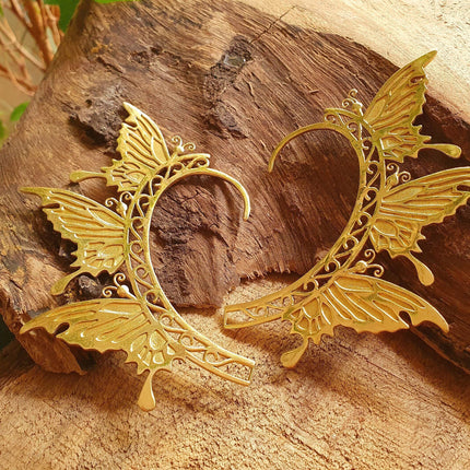 Golden Fairy Wings Ear Cuff Brass / Tribal / Boho / Unisex / Mens Jewellery / Costume / Fancy Dress / Cosplay / Festival Jewellery /