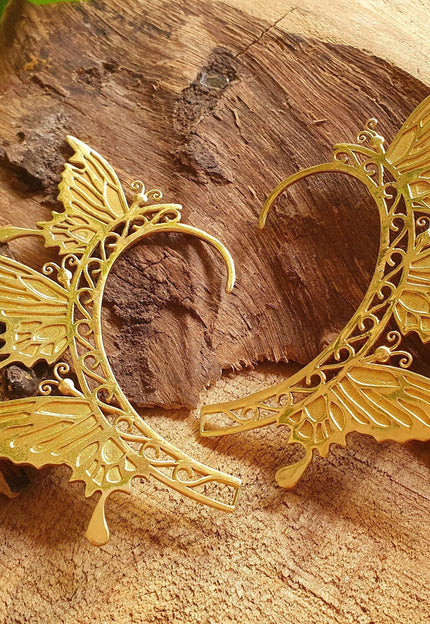 Golden Fairy Wings Ear Cuff Brass / Tribal / Boho / Unisex / Mens Jewellery / Costume / Fancy Dress / Cosplay / Festival Jewellery /