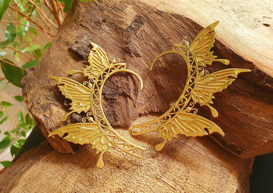 Golden Fairy Wings Ear Cuff Brass / Tribal / Boho / Unisex / Mens Jewellery / Costume / Fancy Dress / Cosplay / Festival Jewellery /