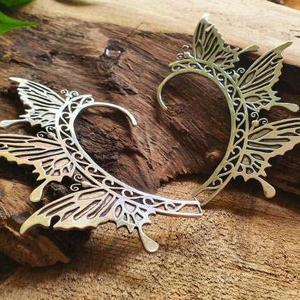 Silver Fairy Wings Ear Cuff Brass / Tribal / Boho / Unisex / Mens Jewellery / Costume / Fancy Dress / Cosplay / Festival Jewellery /