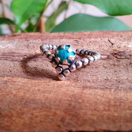 Bohemian Turquoise Silver Ring / Hippie / Boho / Ethnic / Rustic / Tribal / Gypsy / Festival / Healing / Festival / Birth Stone